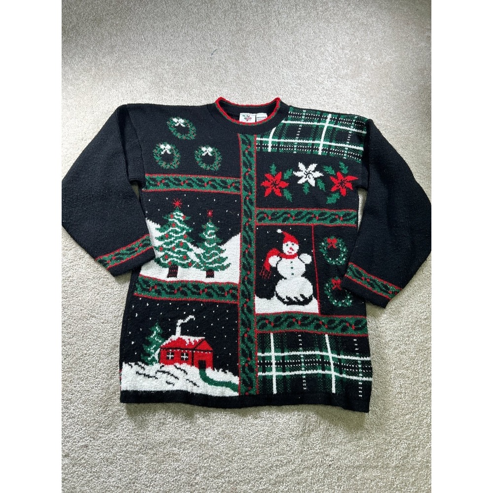 Nutcracker Women's Sweater Medium Black Christmas Holiday Design